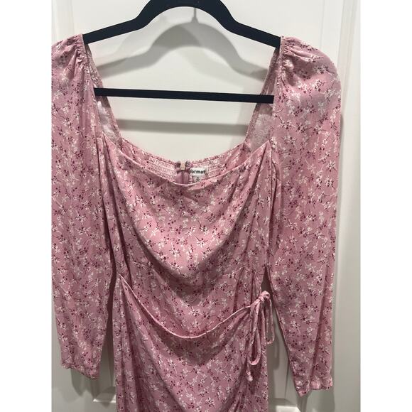 Reformation Rosalie Long Sleeve Square Neck Pink Floral Mini Dress Sz 2 - Picture 3 of 12